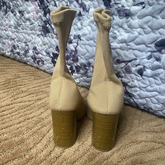 light brown chunky heel sock booties - Picture 2 of 5